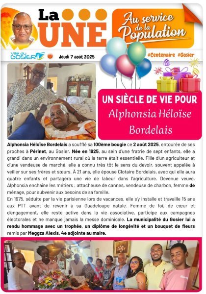 Un siècle de vie pour Alphonsia Héloise BORDELAIS